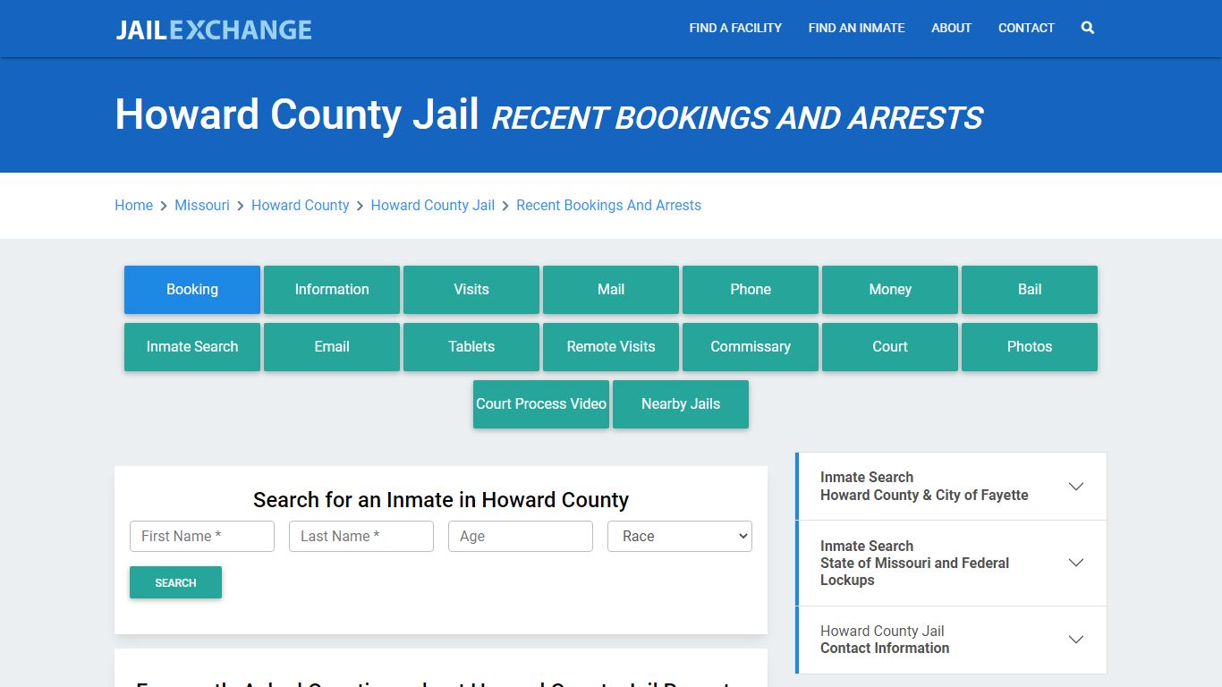 Howard County Jail MO Recent Arrests and Bookings - Jail Exchange